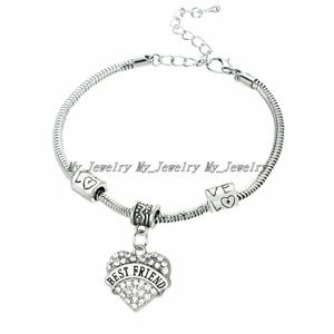 SALE ** Best Friend Crystal Inlayed Heart Bracelet